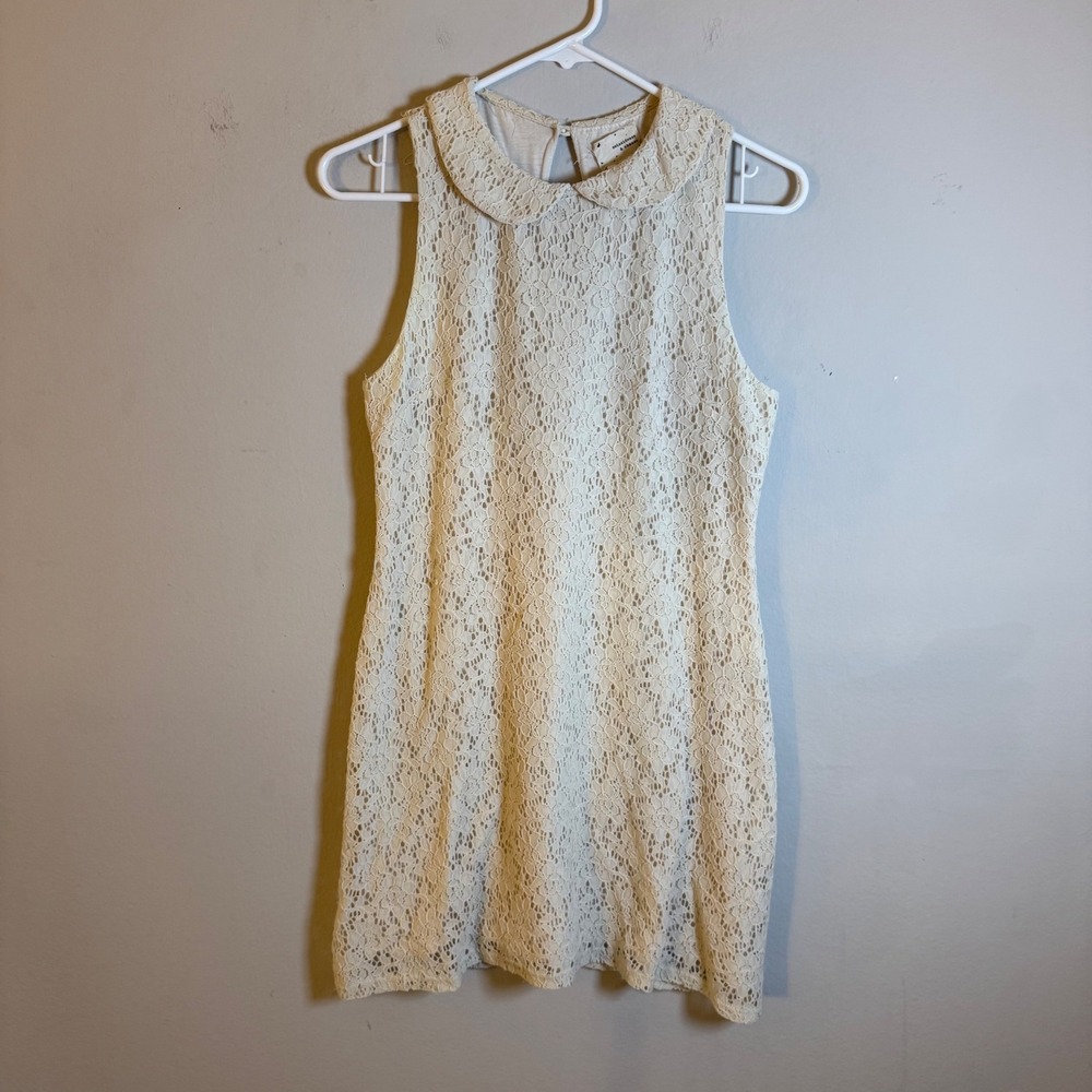 Coincidence & Chance Cream Floral Lace Peter Pan Collar Shift Mini Dress Medium